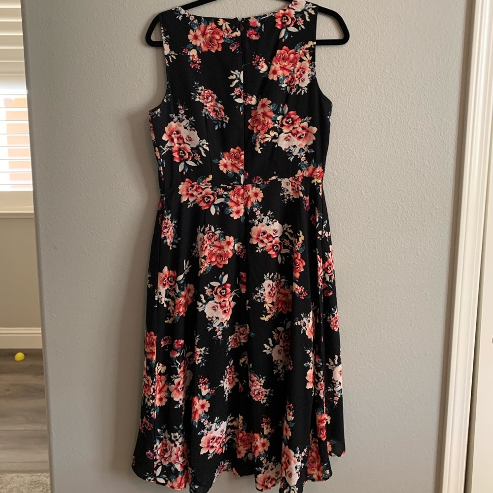 High low black floral dress